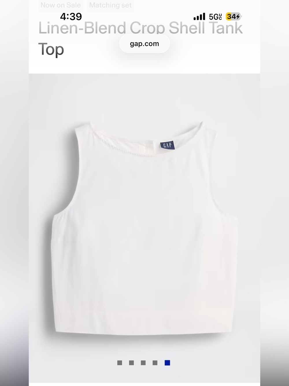 Gap Linen-Blend Crop Shell Tank Top - Picture 2 of 6